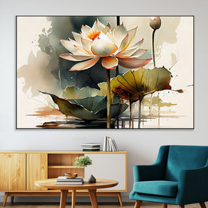 Lotus Flower Watercolor Canvas Print – A Symbol of Serenity