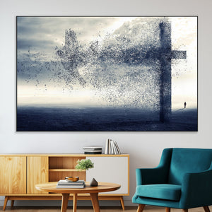 Jesus and the Fading Cross Wall Art Print – Symbol of Faith,