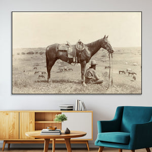 Cowboy Wall Art - Western Horse Canvas Print - Vintage