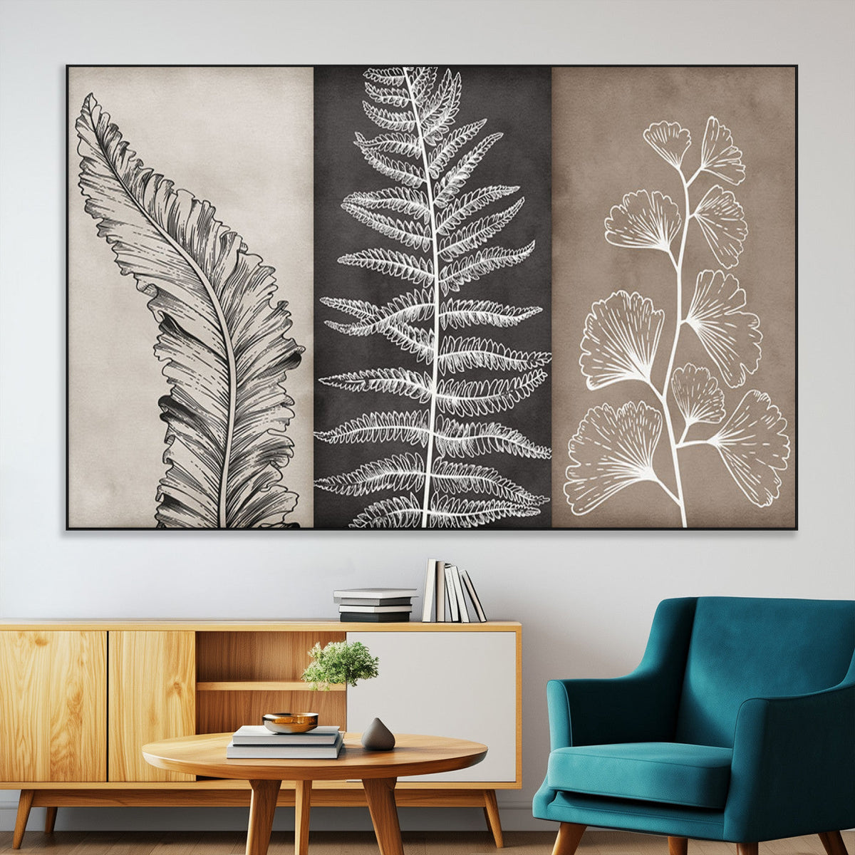 Minimalist Botanical Wall Art Canvas Print, Framed and Ready