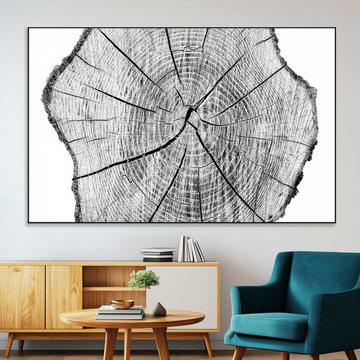 Rustic Tree Ring Wall Art Canvas Print – Framed and Ready to