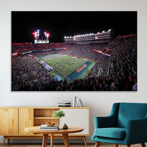 Ben Hill Griffin Stadium Night Game Triple Canvas Wall Art -
