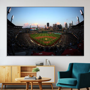 PNC Park Evening Game Triple Canvas Wall Art - Pittsburgh