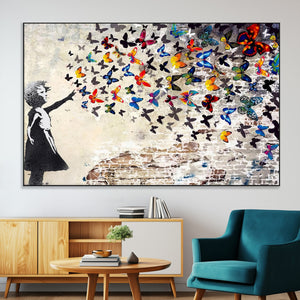 Banksy Graffiti Wall Art Canvas Print: Girl Releasing