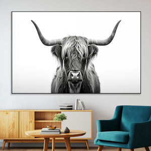 Highland Wall Art Canvas Print – Minimalist Black and White