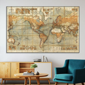 Push Pin World Map Canvas Print – Travel Tracker Wall Art
