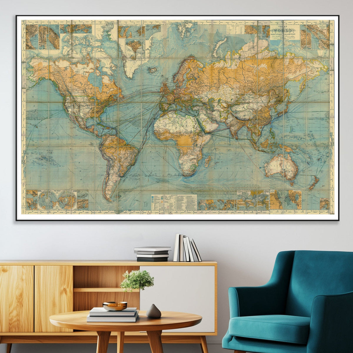 Push Pin World Map Canvas Print – Travel Tracker Wall Art