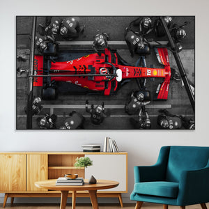 Ferrari Pit Stop Canvas Wall Art – Precision and Speed