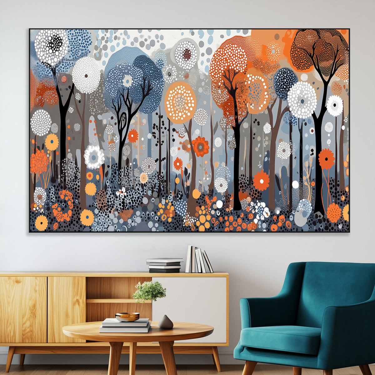 Abstract Winter Landscape Canvas Wall Art Print - Large