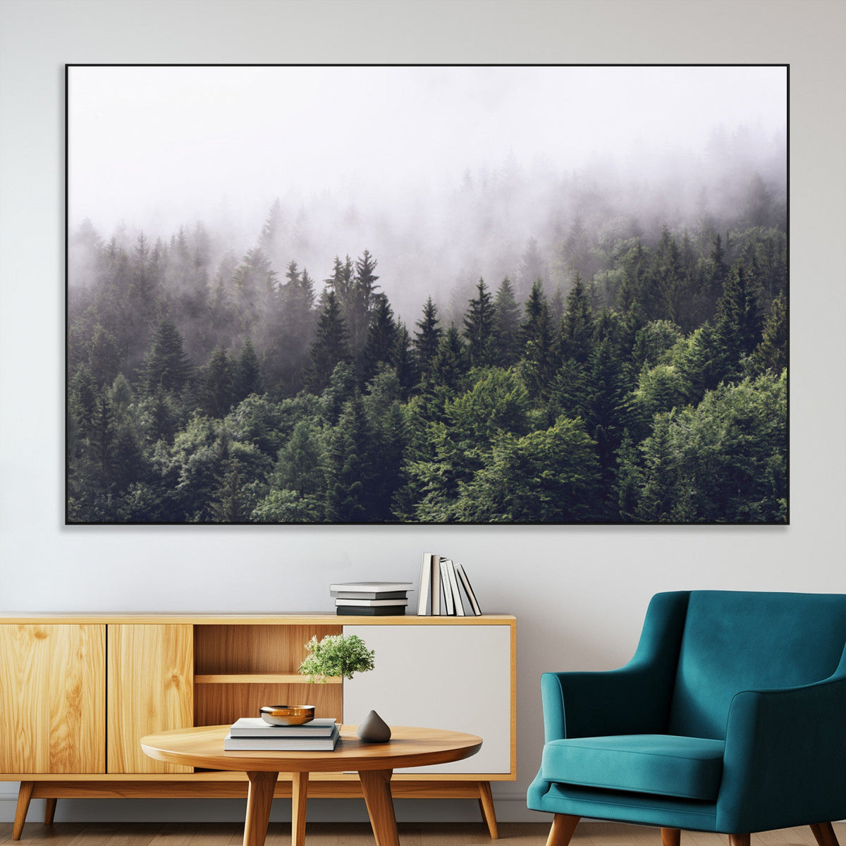 Misty Forest Wall Art | Foggy Forest Canvas Print | Large