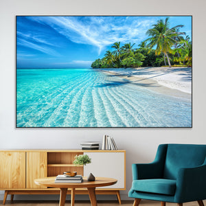 Tropical Beach Wall Art Canvas Print - Serene Ocean