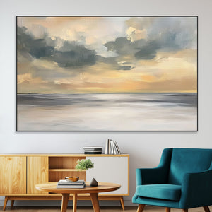 Modern Coastal Artwork with Vibrant Abstract Ocean Waves