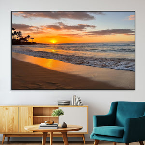 Sunset Wall Art Print - Stunning Beach Sunset Canvas Artwork