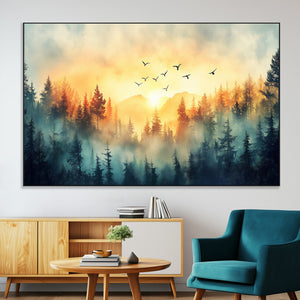Abstract Forest Wall Art Print- Serene Nature Canvas Print