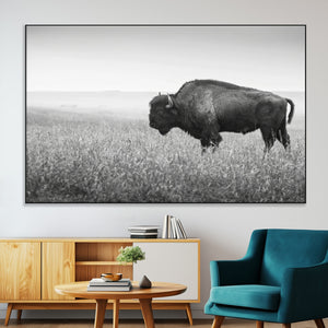 Bison Wall Art Canvas Print – Framed Rustic Wildlife Scene