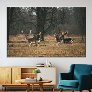 Deer Wall Art Canvas Print – Framed Rustic Wildlife Stags