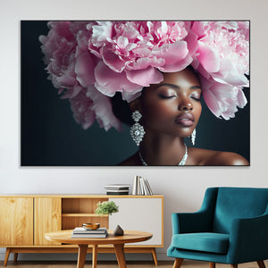 Black Beauty Petal Crown Wall Art Canvas Print – Floral