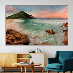 Coastal Landscape Wall Art Canvas Print – Rocky Shore and