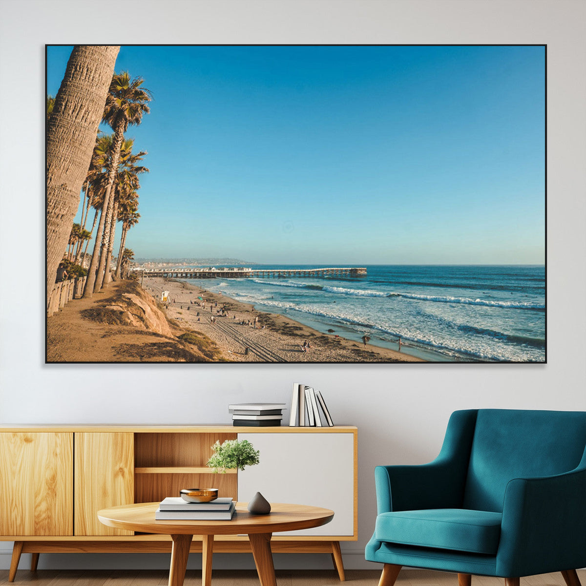 Scenic Beach Wall Art Canvas Print – Tall Palm Trees, Sandy