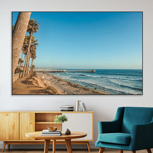 Scenic Beach Wall Art Canvas Print – Tall Palm Trees, Sandy