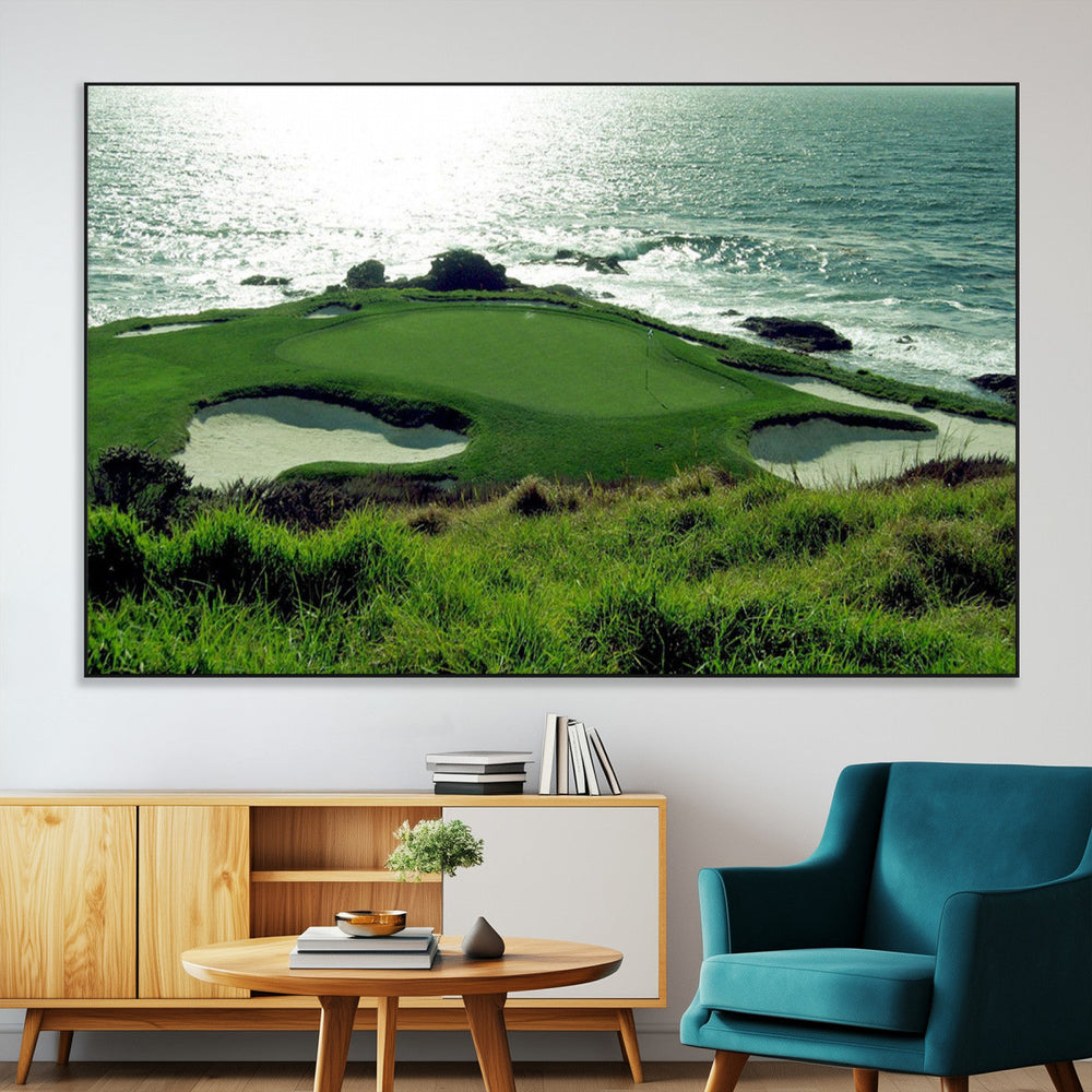 Coastal Golf Course Wall Art Canvas Print – Scenic Green