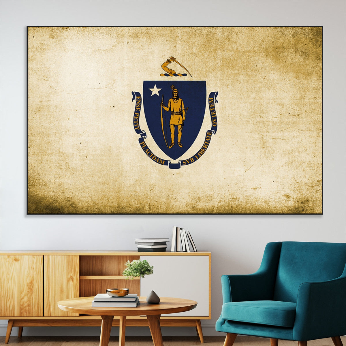 Massachusetts Flag Wall Art Canvas Print