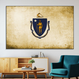 Massachusetts Flag Wall Art Canvas Print