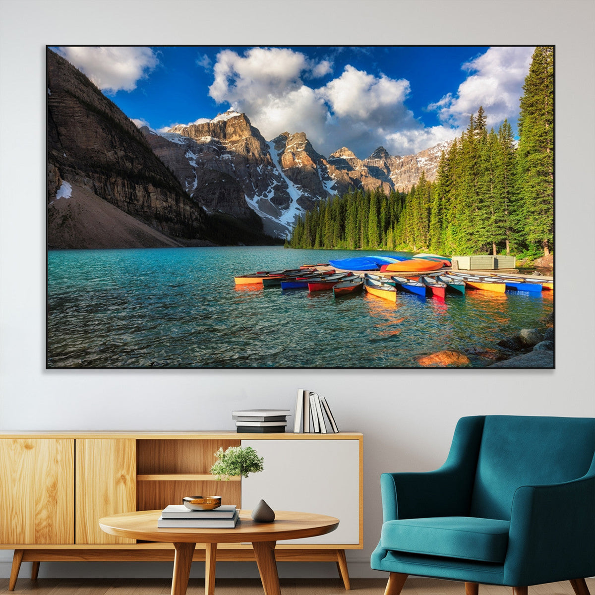 Moraine Lake 3-Panel Wall Art, Majestic Mountain and Lake