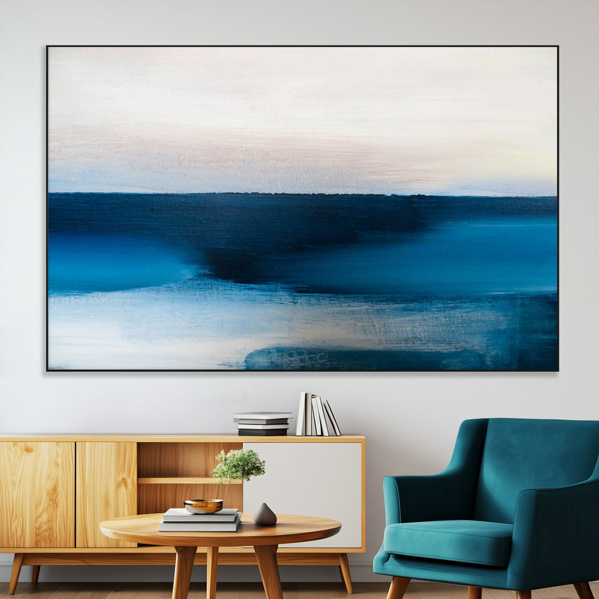 Dark Blue Abstract Wall Art Canvas Print