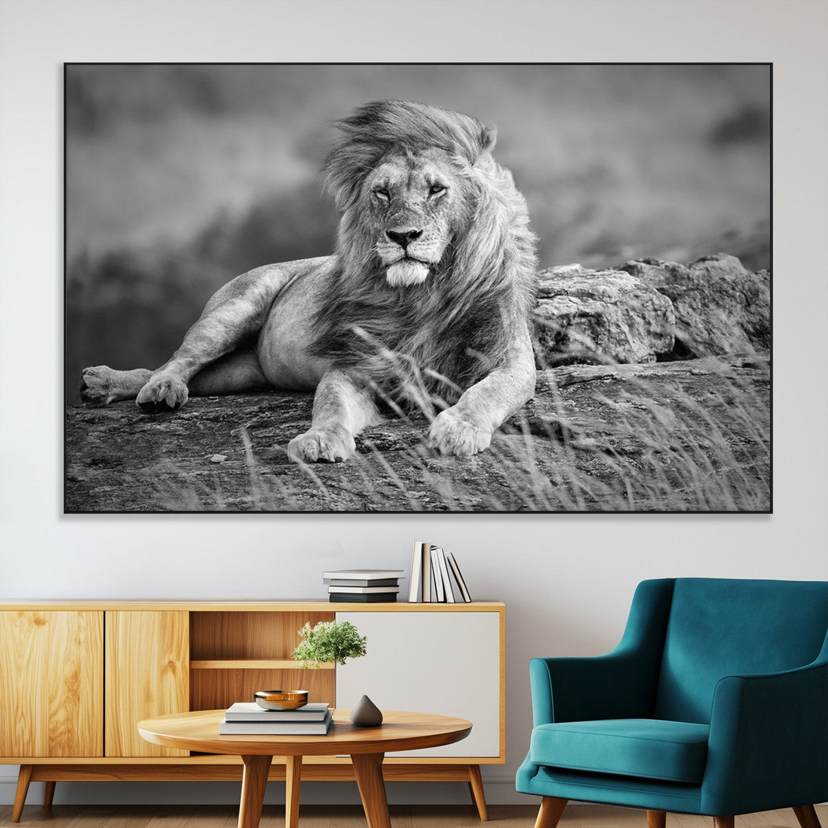 King Forest Lion Wall Art Canvas Print – Framed Majestic