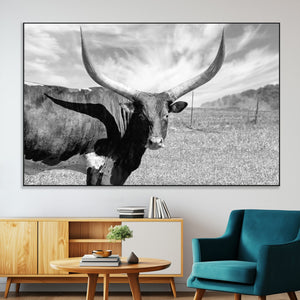 Cattle Wall Art Longhorn Cow Canvas Print