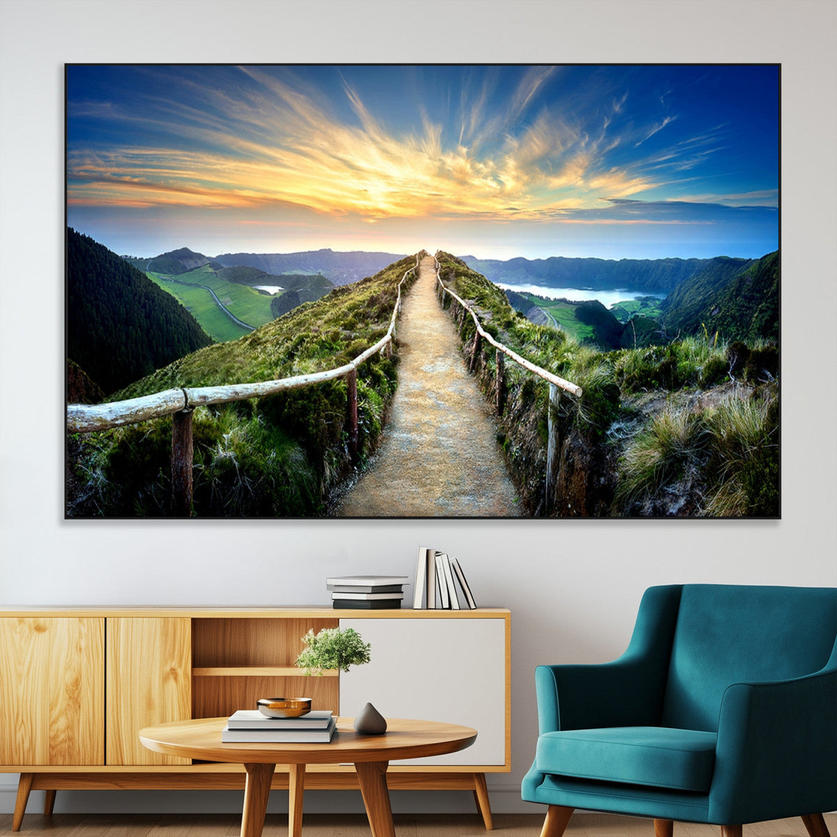 Mountain and Sunset Wall Art Canvas Print