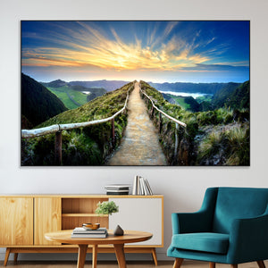 Mountain and Sunset Wall Art Canvas Print