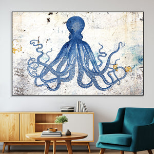 Octopus Canvas Wall Art | Coastal Marine Life Artwork for