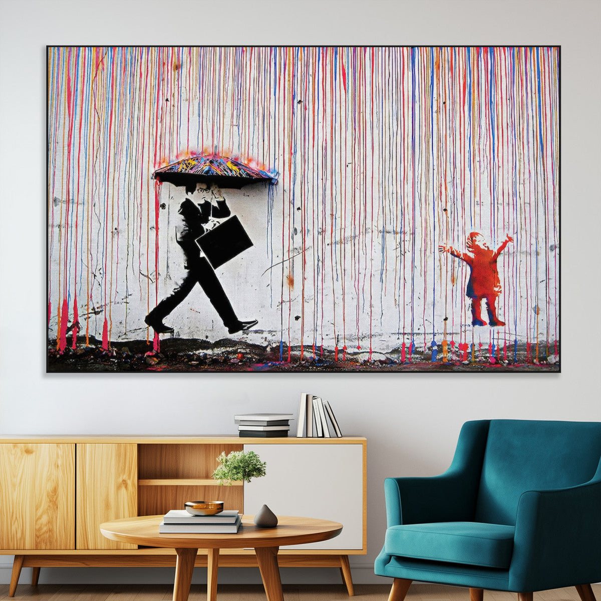 Banksy Wall Art Canvas Print, Framed Graffiti Art Picture