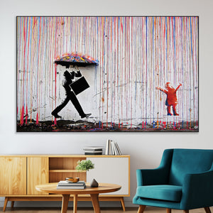 Banksy Wall Art Canvas Print, Framed Graffiti Art Picture
