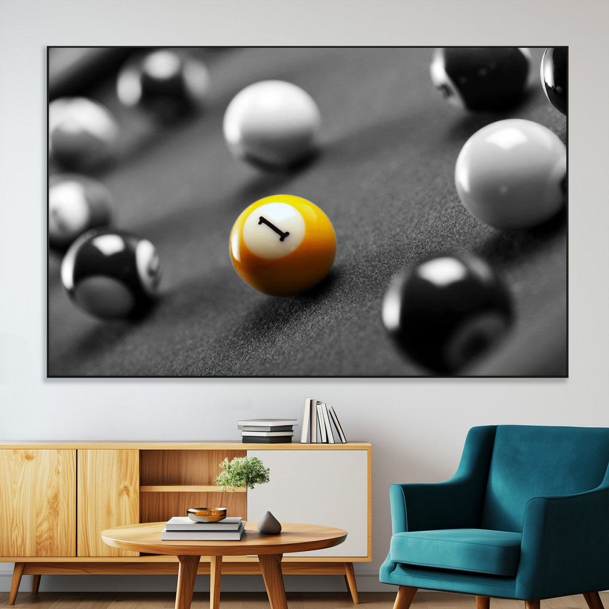 Wall Art Pool Table and Balls Canvas Print