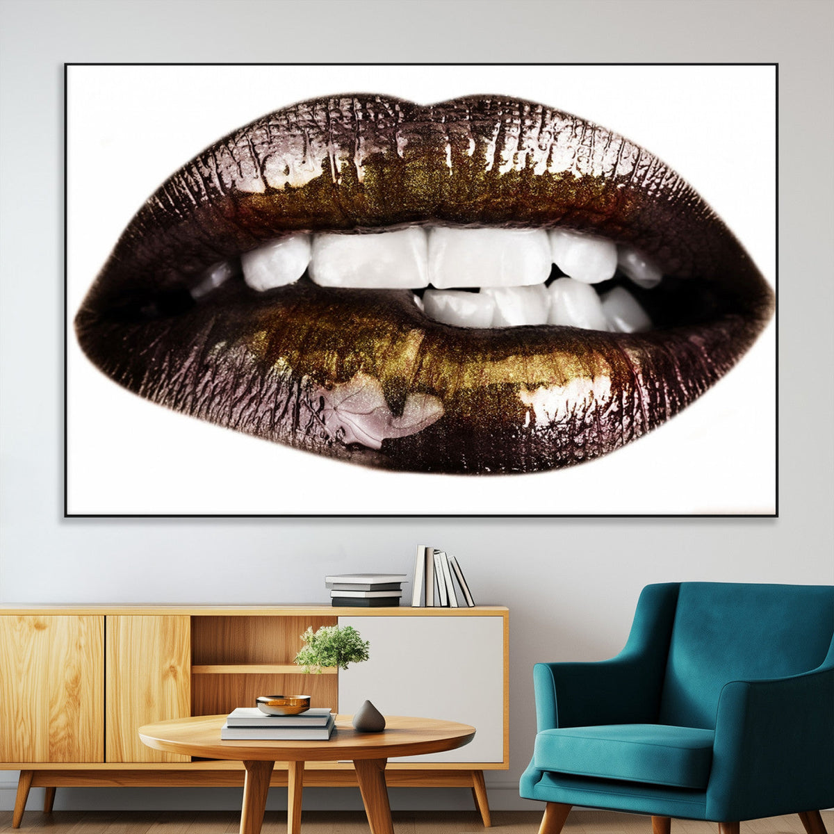 Close Up Lips Wall Art Canvas Print