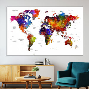 World Map Canvas Print – Detailed Map of the World Wall Art