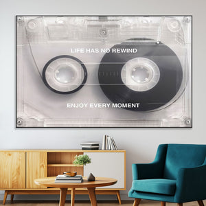 Vintage Cassette Tape Canvas Wall Art - Inspirational 'Life