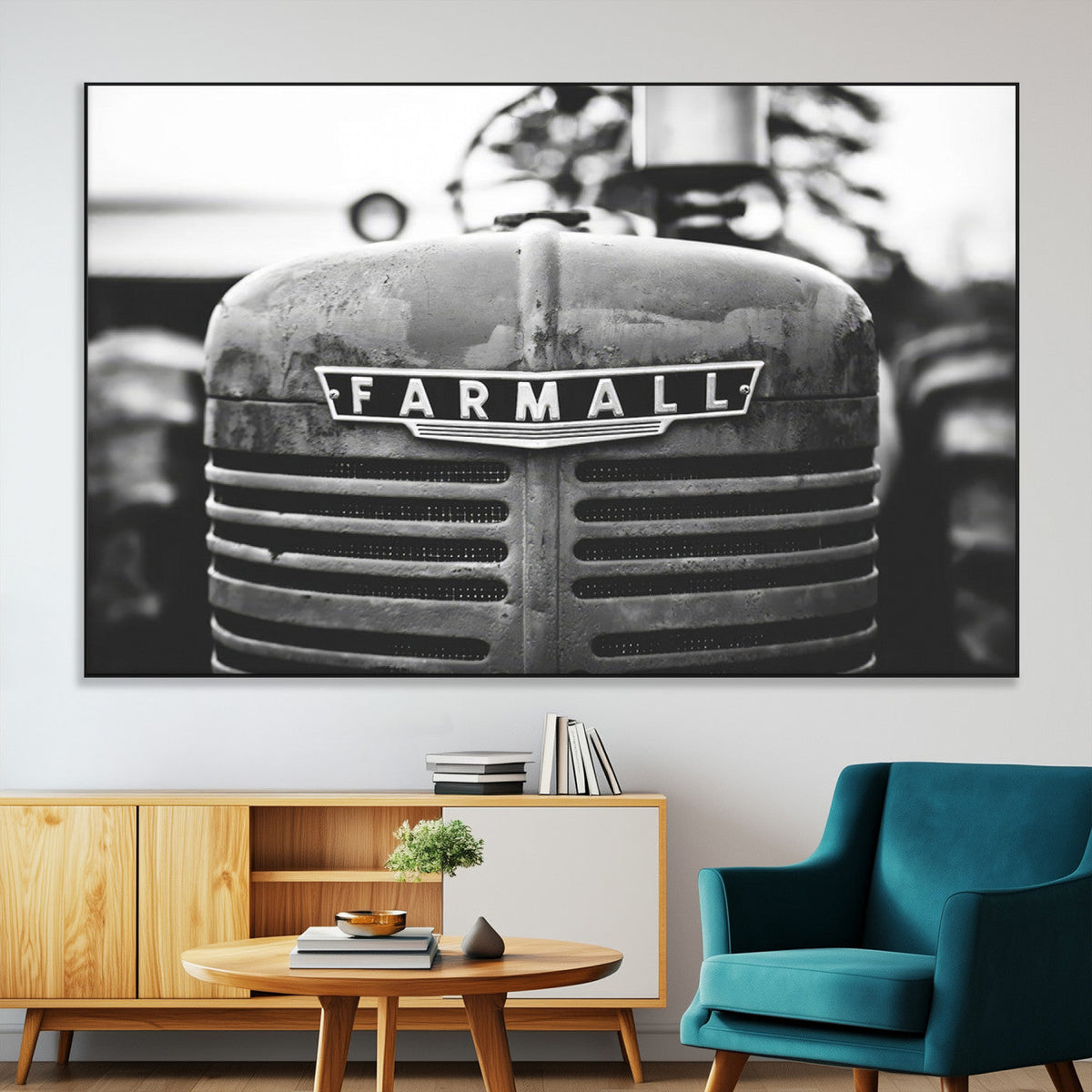 Vintage Farmall Tractor Wall Art Canvas Print, Rustic