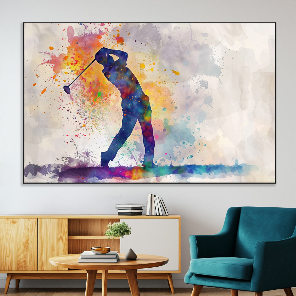 Watercolor Golf Swing Wall Art Canvas Print | Vibrant