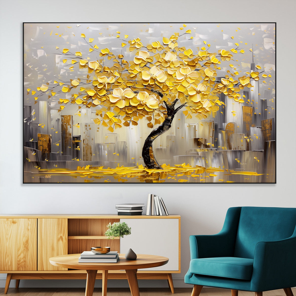 Golden Tree Canvas Print | Abstract Wall Art for Modern