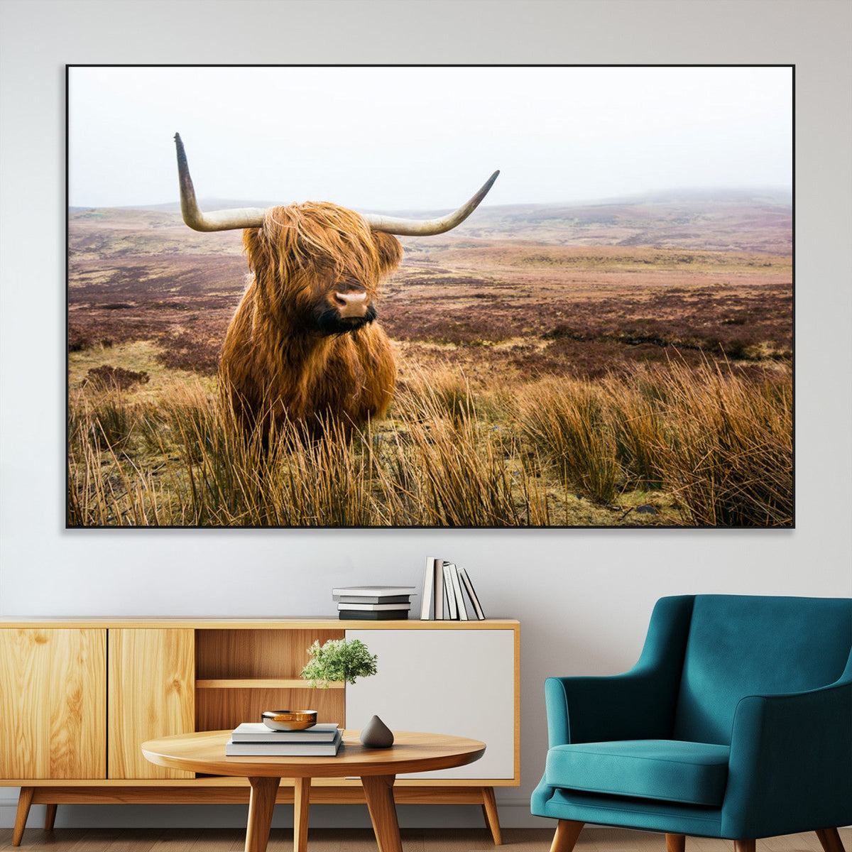 Scottish Highland Cow Canvas Wall Art – Rustic Farmhouse