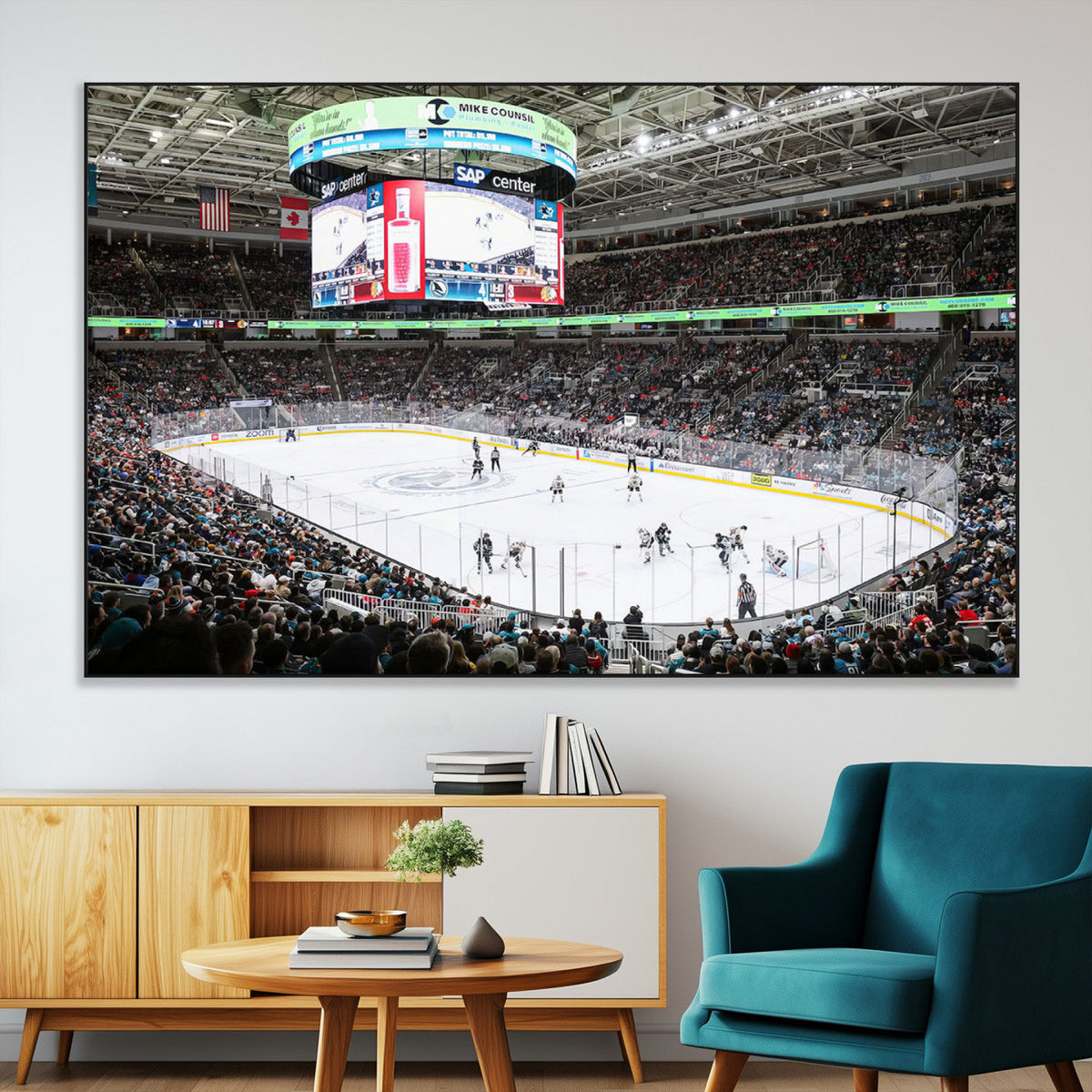 Sharks Arena Blackhawks Sharks Ice Hockey Stadium Wall Art