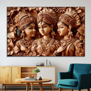 Indian Woman Statue Wall Art Canvas Print