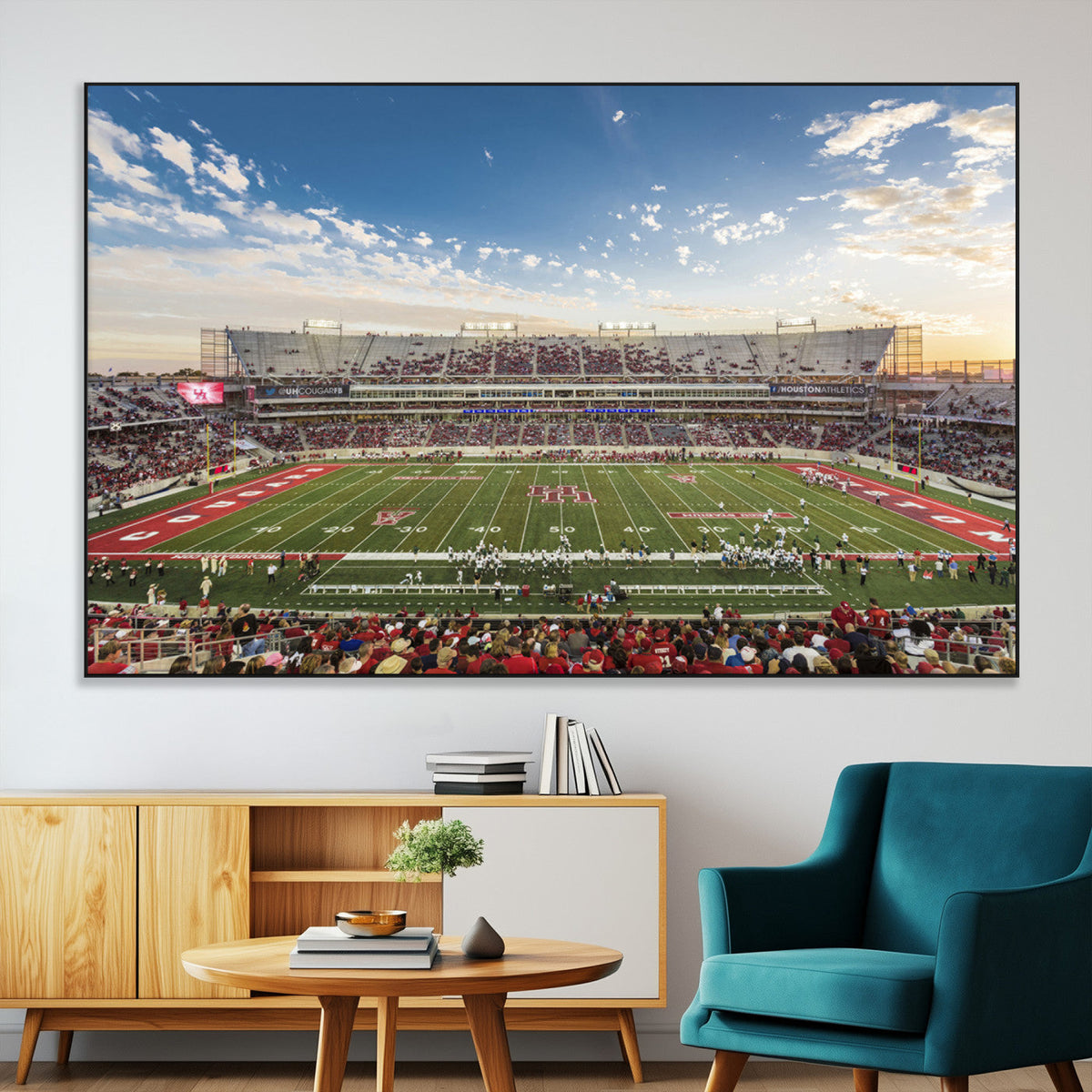 Framed Houston Cougars Football Team Print - Houston TDECU