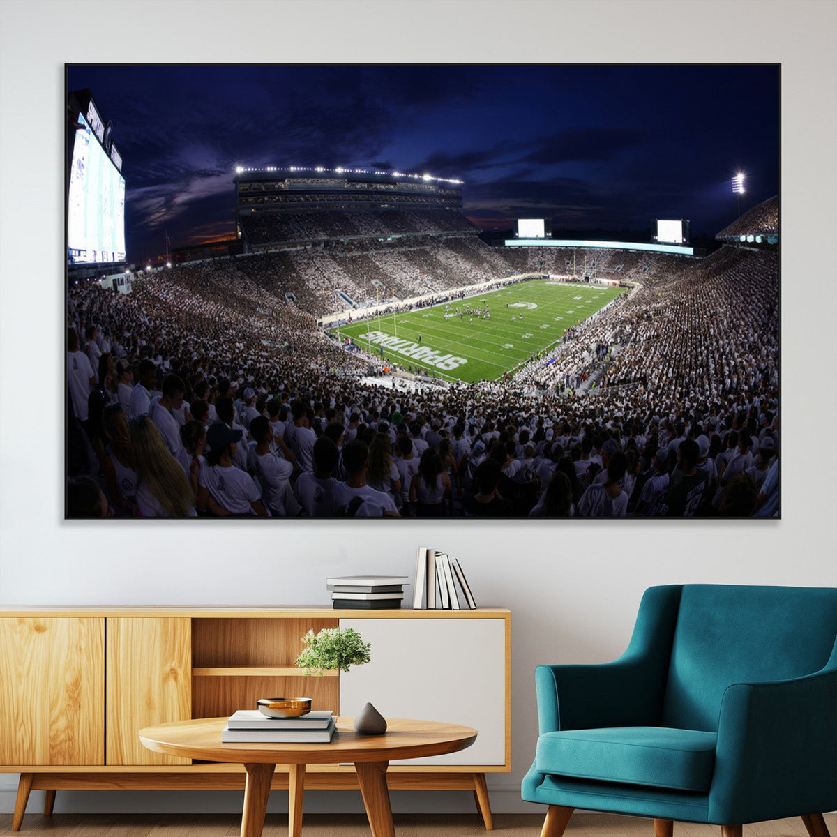 Michigan State Spartans Canvas, Framed Football Team Print -
