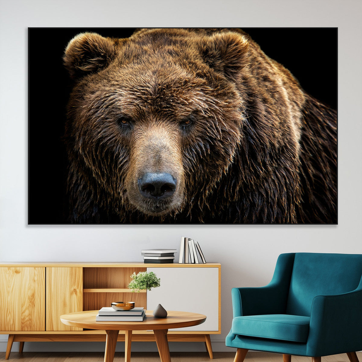 Grizzly Brown Bear Canvas Wall Art, Wildlife Animal Canvas