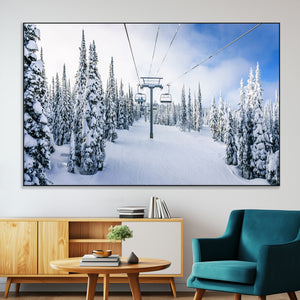 Winter Ski Lift Wall Art Print - Landscape Wall Art | Snowy
